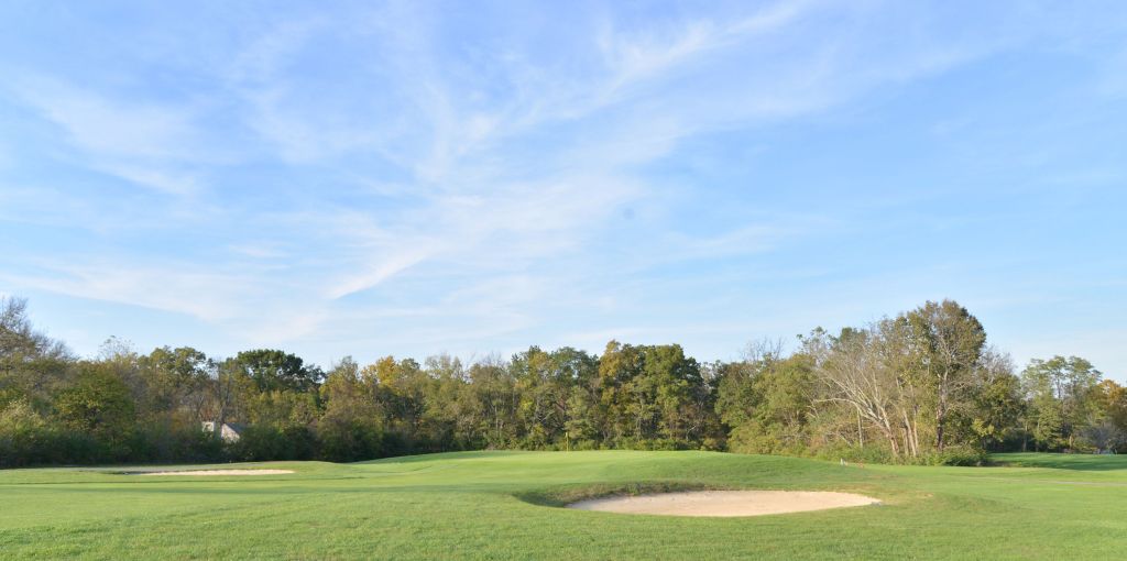 Bunker and trees on golf course